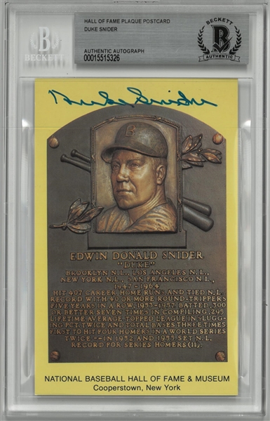 Duke Snider Autographed Hall of Fame Plaque