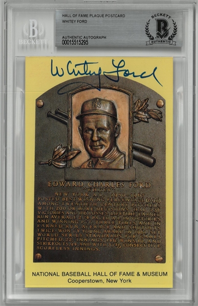 Whitey Ford Autographed Hall of Fame Plaque