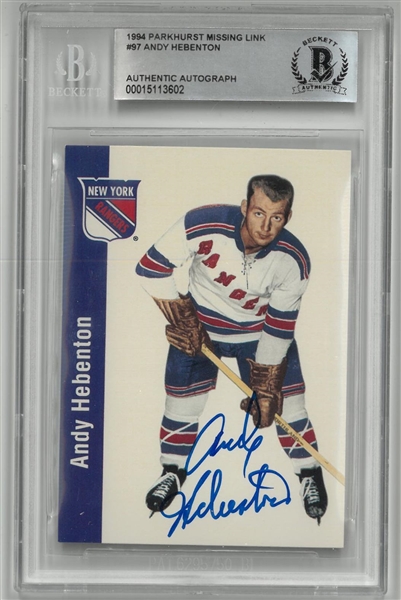 Andy Hebenton Autographed 1994 Parkhurst