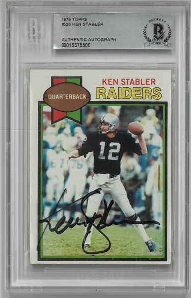 Ken Stabler Autographed 1979 Topps