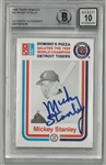 Mickey Stanley Autographed Beckett 10 1988 Domino's