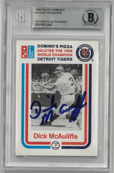 Dick McAuliffe Autographed 1988 Dominos