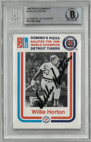 Willie Horton Autographed 1988 Dominos