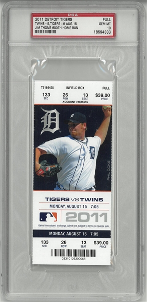 Jim Thome PSA 10 600th Home Run Full Ticket