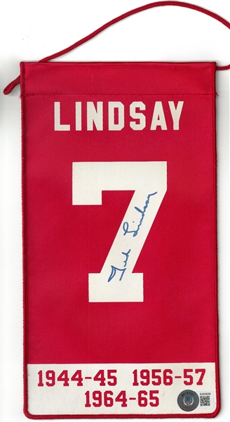 Ted Lindsay Autographed 5x10 Mini Banner