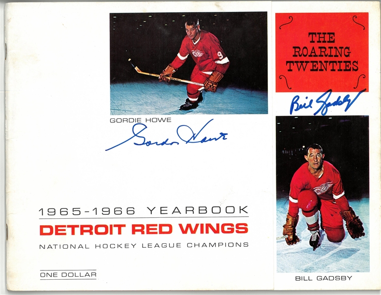 1965/66 Detroit Red Wings Yearbook Signed by Howe & Gadsby