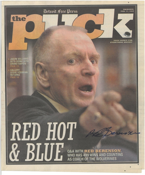 Red Berenson Autographed Puck Magazine