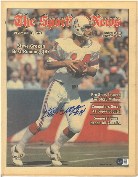 Steve Grogan Autographed Sporting News