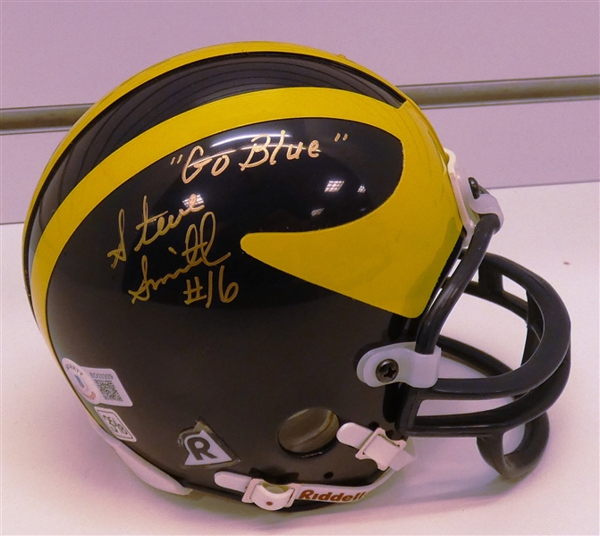 Steve Smith Autographed Michigan Mini Helmet