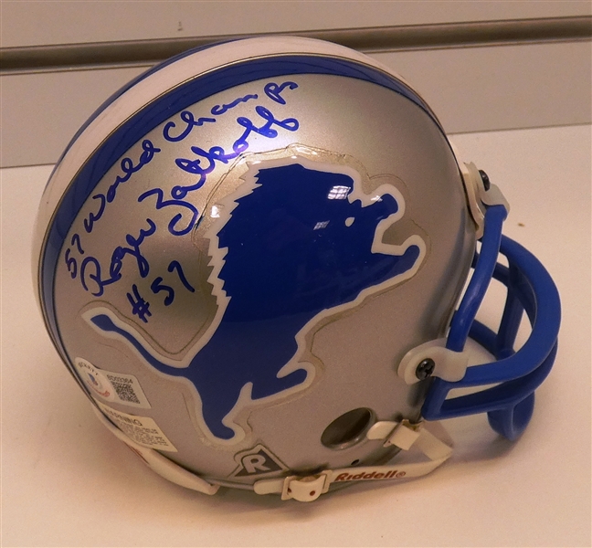 Roger Zatkoff Autographed Lions Mini Helmet