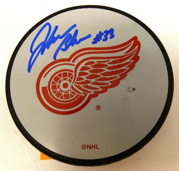 John Blum Autographed Red Wings Puck