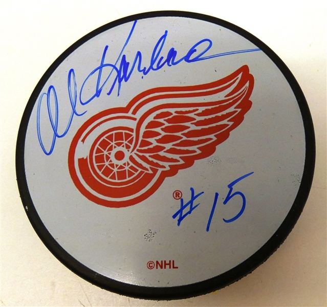 Al Karlander Autographed Red Wings Puck
