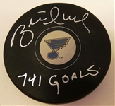 Brett Hull Autographed Blues Puck