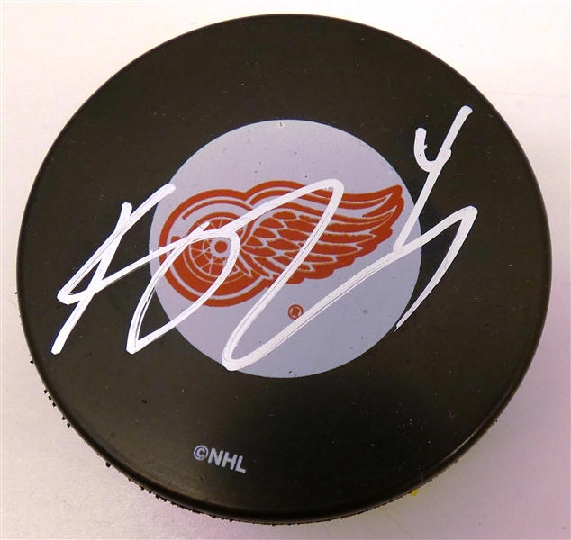 Kyle Quincey Autographed Red Wings Puck