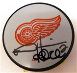 Derian Hatcher Autographed Red Wings Puck