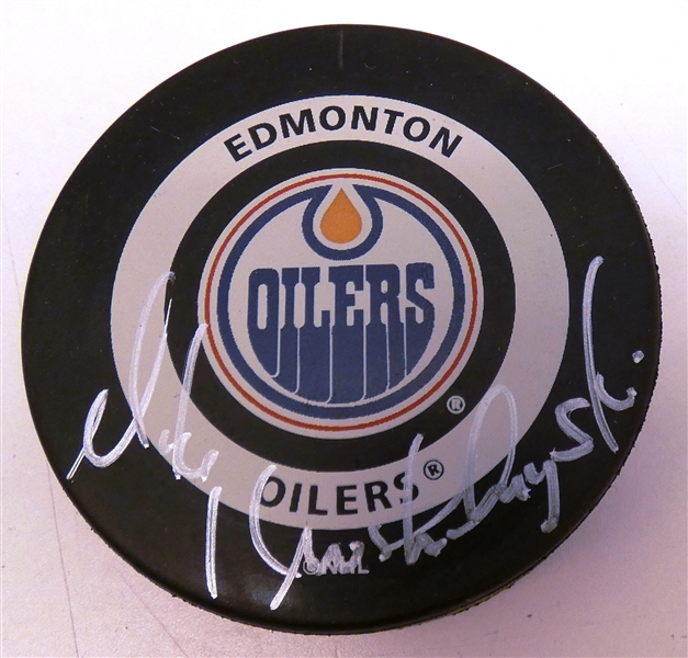 Mike Krushelnyski Autographed Oilers Puck
