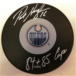 Pat Hughes Autographed Oilers Puck