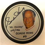 Gordie Howe Autographed Photo Puck