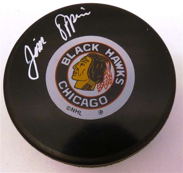 Jim Pappin Autographed Blackhawks Puck