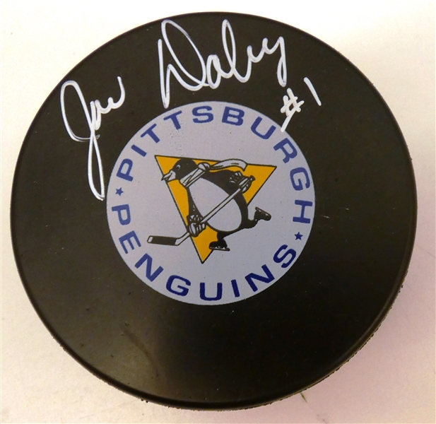 Joe Daley Autographed Penguins Puck