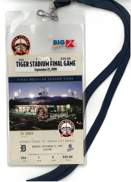 Tiger Stadium Final Game Ticket & Lanyard