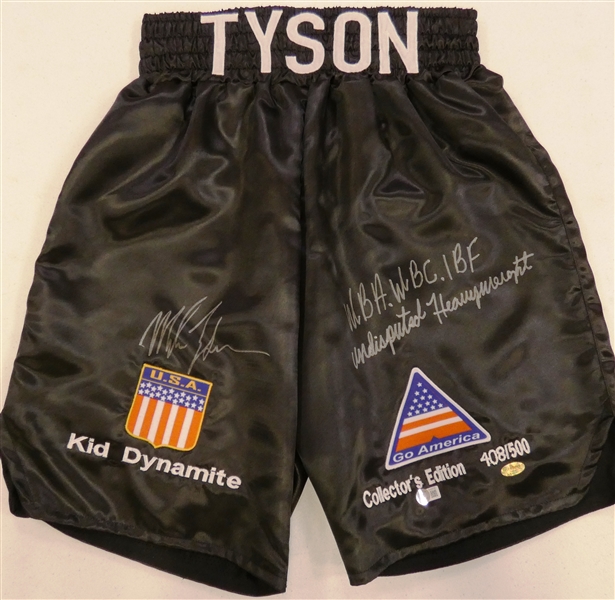 Mike Tyson Autographed Trunks Inscribed