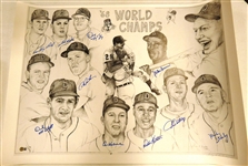 Detroit Tigers 1968 Lithograph Autographed by 10