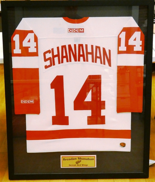 Brendan Shanahan Autographed Framed Red Wings Jersey (pick up only)