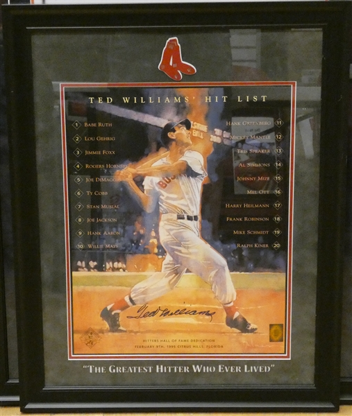 Ted Williams Autographed Framed Poster (pick up only)