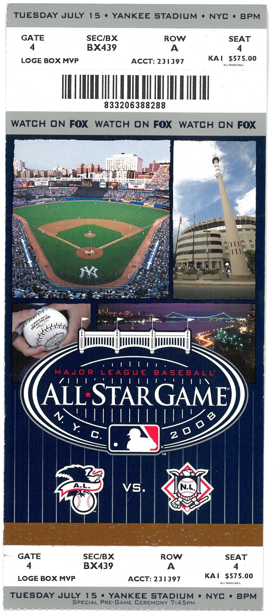 Lot Detail 2008 MLB All Star Game Ticket