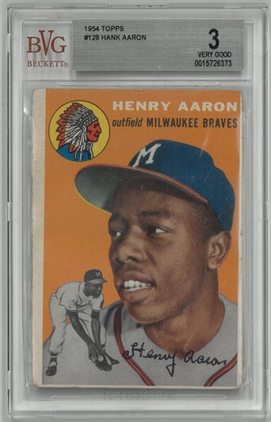 Hank Aaron BVG 3 1954 Topps Rookie Card