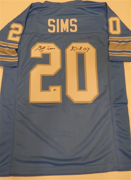 Billy Sims Autographed Custom Jersey