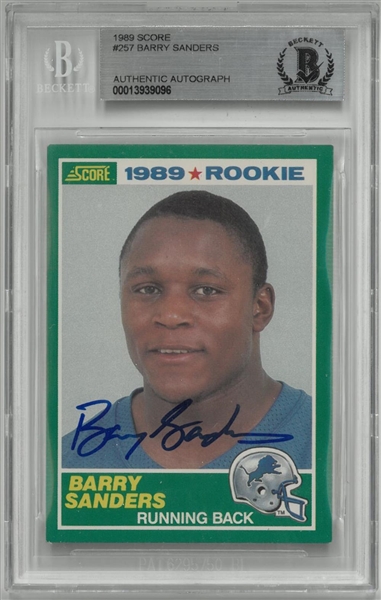 Barry Sanders Autographed 1989 Score Rookie Card