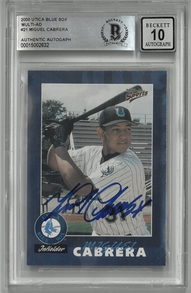 Miguel Cabrera Autographed BAS 10 2000 Multi-Ad First Card