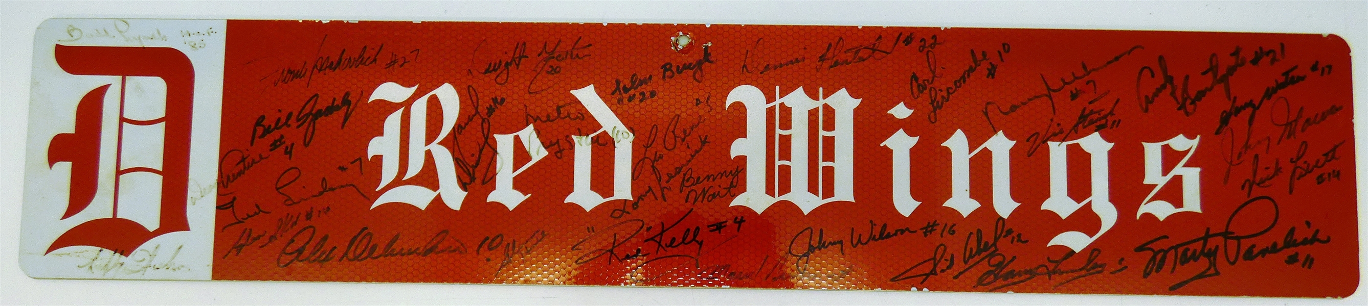 Custom Red Wings Street Sign Autographed by 27