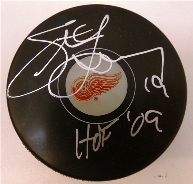 Steve Yzerman Autographed Red Wings Puck