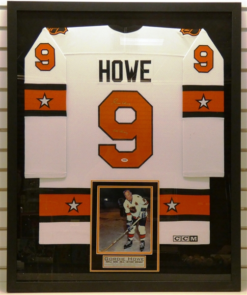 Gordie Howe Autographed 1980 All Star Jersey Framed (Pick up only)