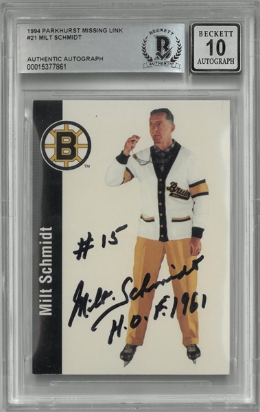 Milt Schmidt Autographed 1994 Parkhurst