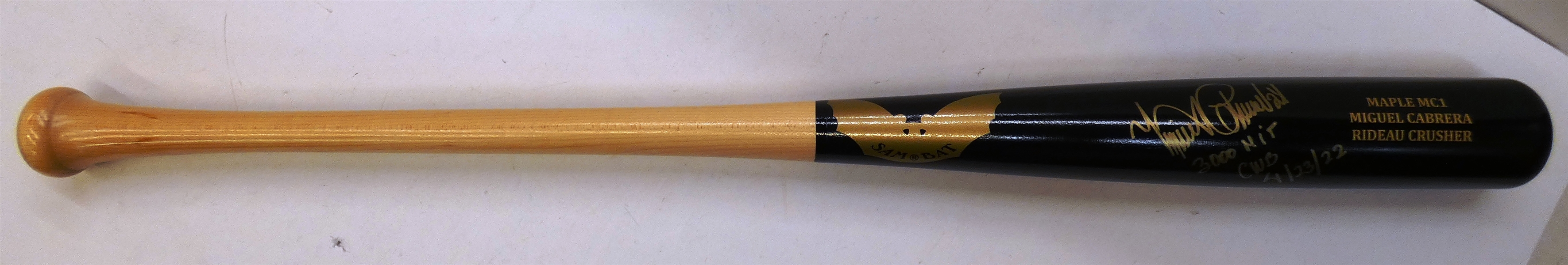 Miguel Cabrera Autographed 3000th Hit Date Produced SAM Bat