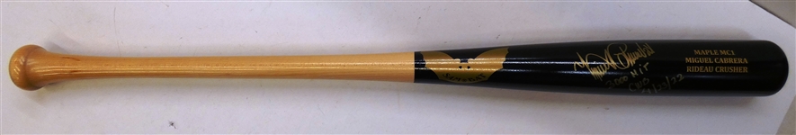 Miguel Cabrera Autographed 3000th Hit Date Produced SAM Bat
