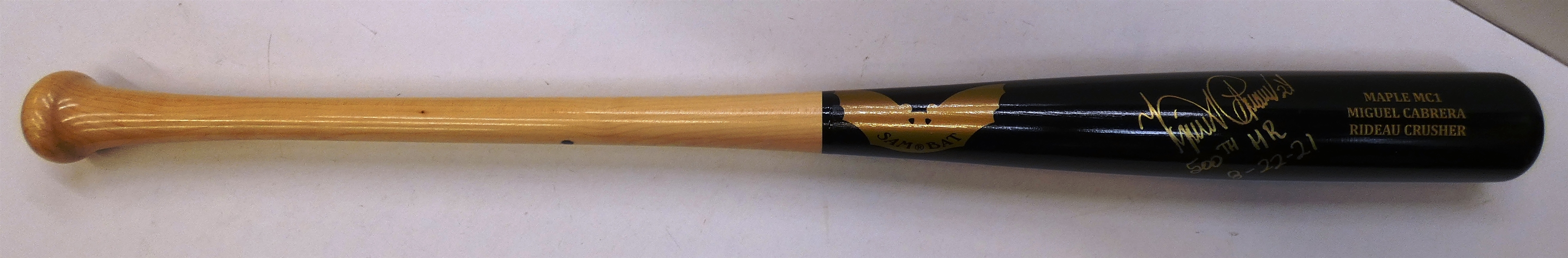 Miguel Cabrera 500th HR Date Produced Autographed Bat
