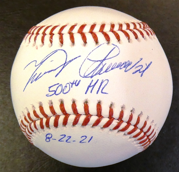 Miguel Cabrera Autographed Baseball w/ 500th HR 8-22-21
