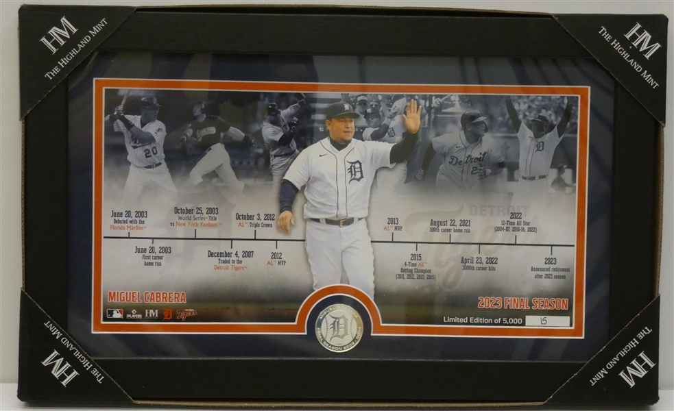 Miguel Cabrera Final Season Career Timeline Silver Coin Pano Photo Mint