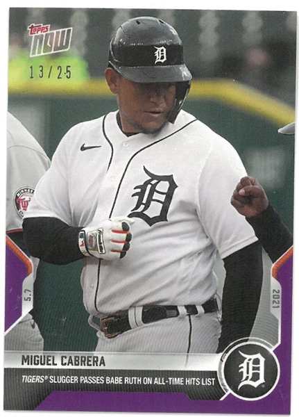 Miguel Cabrera #13/25 2021 Topps Now Passes Ruth