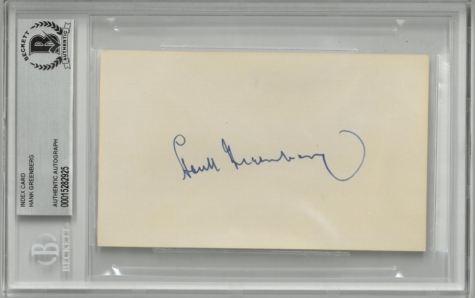 Hank Greenberg Autographed 3x5 Index Card