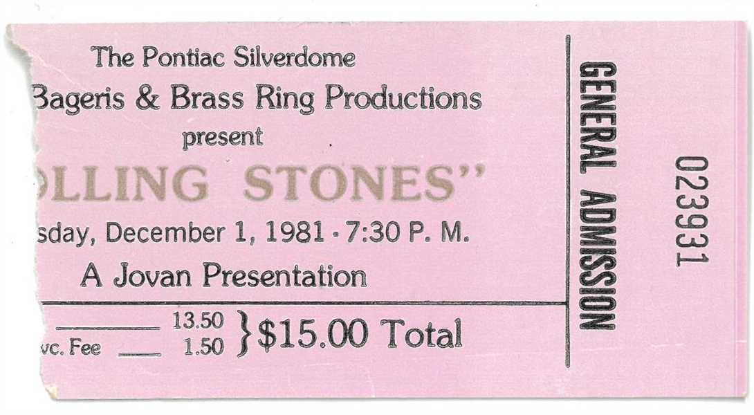 Rolling Stones 1981 Concert Ticket Stub