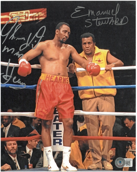 Tommy Hearns & Emmanual Steward Autographed 8x10