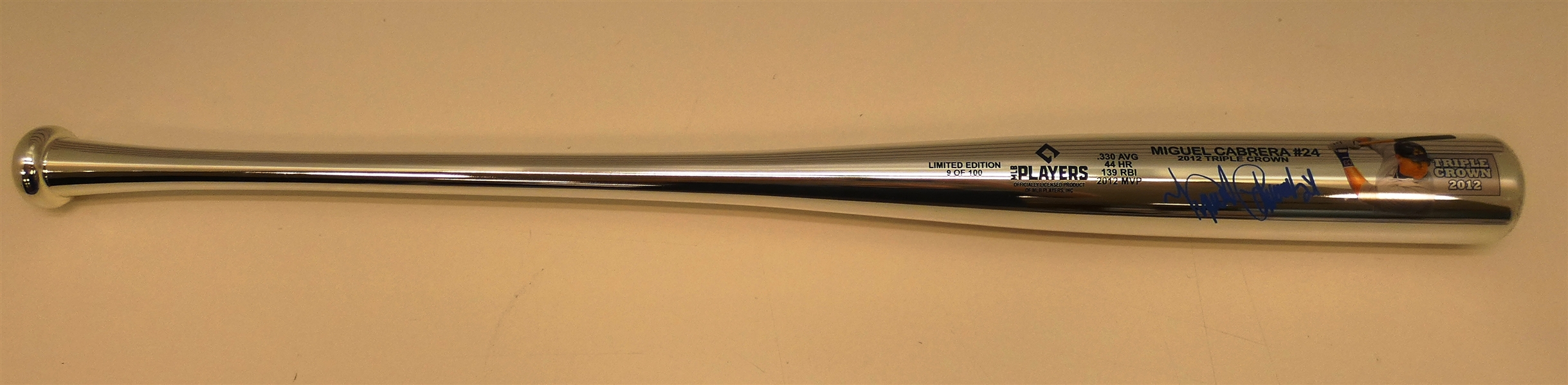 Miguel Cabrera Autographed L/E Chrome Triple Crown Bat