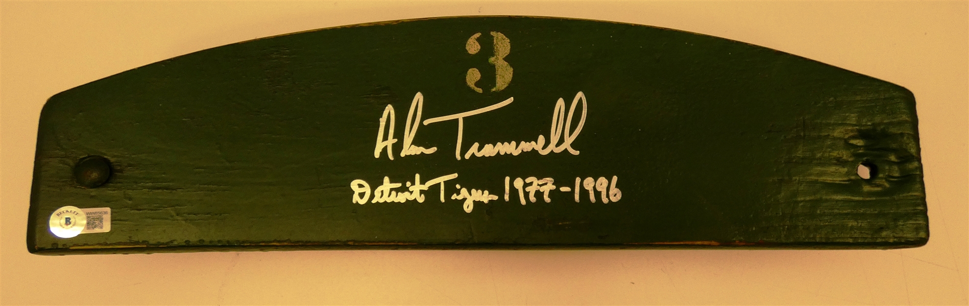 Alan Trammell Autographed Tiger Stadium #3 Seatback