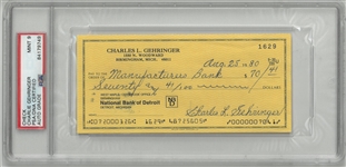 Charles Gehringer Signed Check PSA 9 Signature